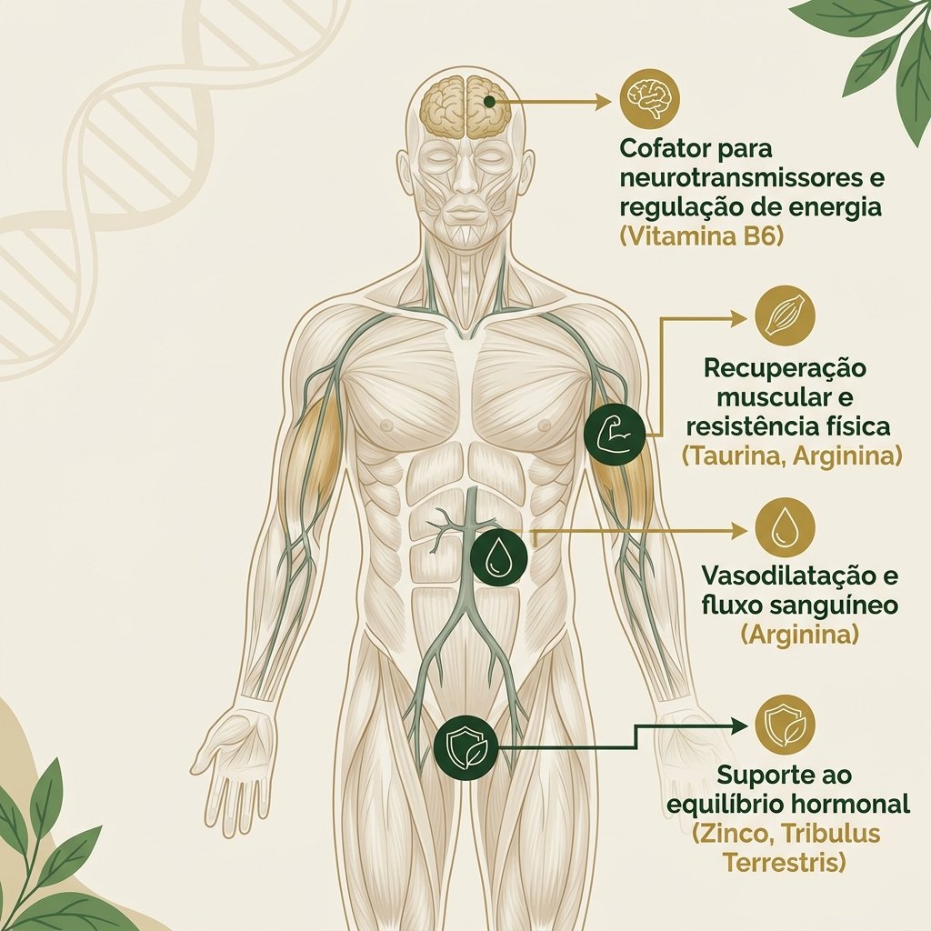 Diagrama de ação dos ingredientes no corpo